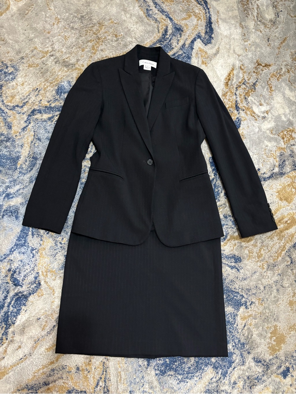 Calvin Klein Black Pinstripe Women's Suit Jacket